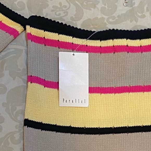 *ONLY SWEATER* Parallel Y2K Off-Shoulder Vintage Crop Sweater Size S - Picture 2 of 2